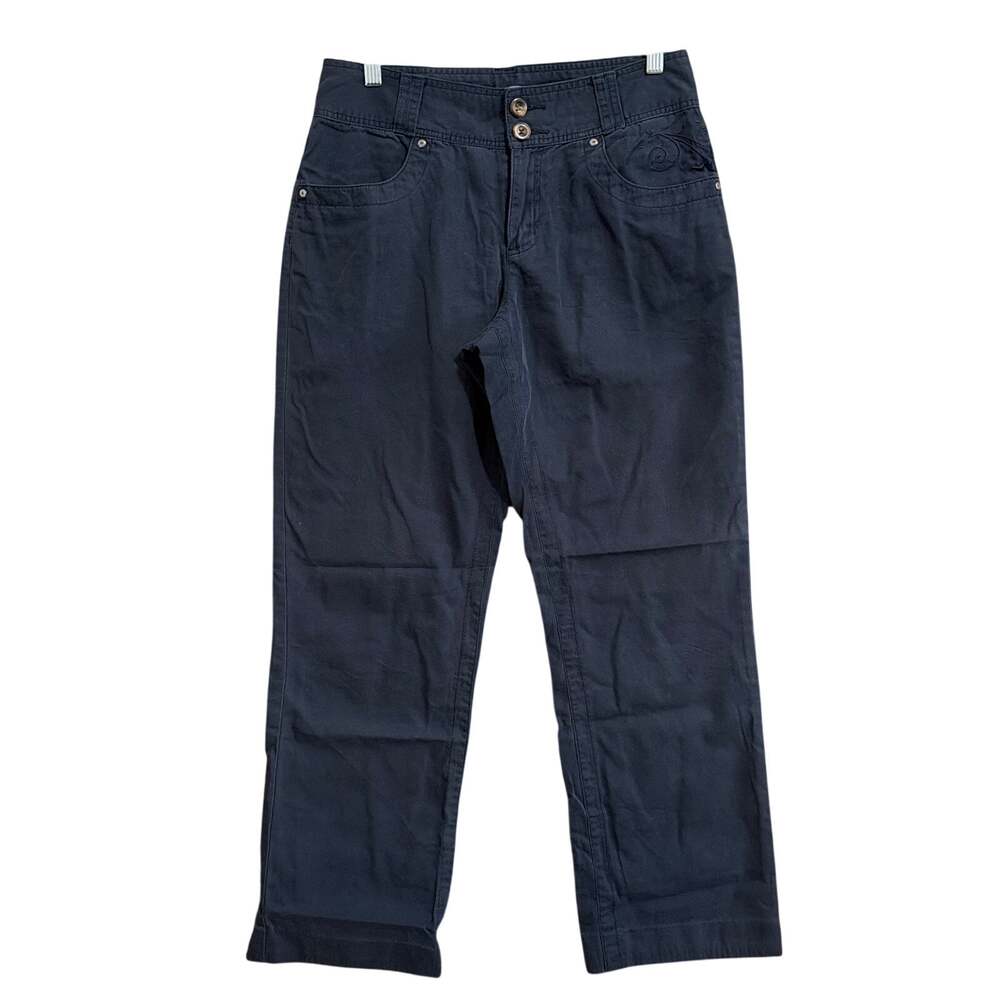 Cabelas Womens Pants Navy Blue Embroidered Pocket Mid Rise Straight 6